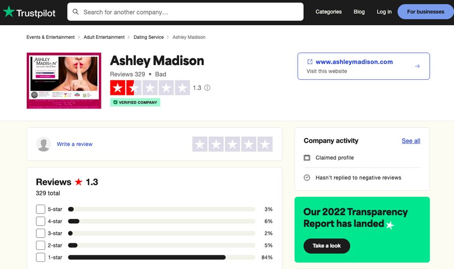 ashleymadison trustpilot review